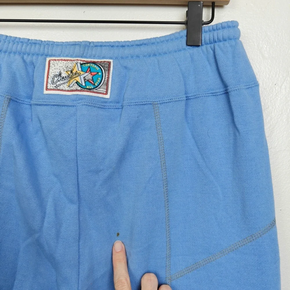 Vintage 80s Converse Chucks Men Sweatpants Large Blue Elastic Waist Cuffed Retro